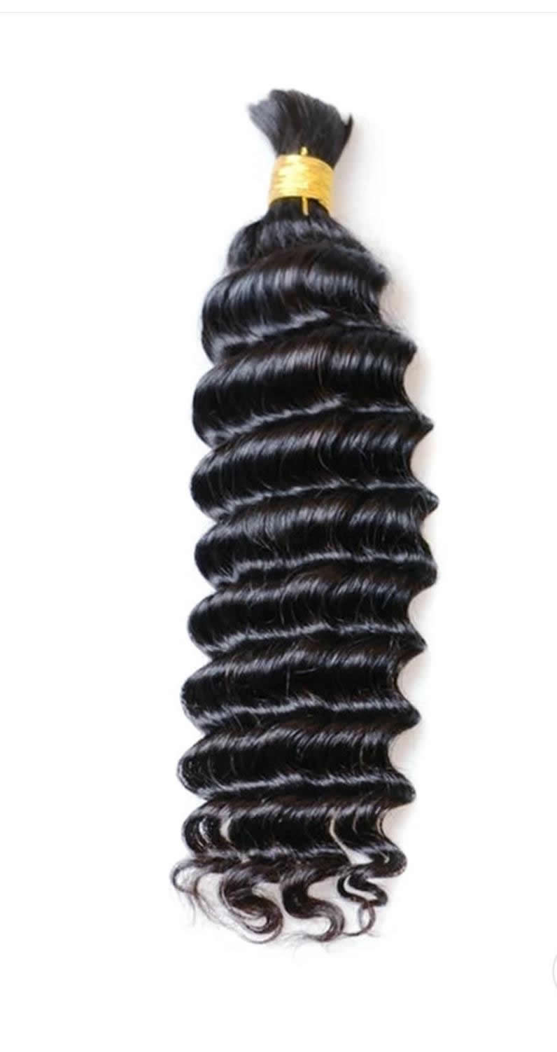 Deep wave bulk human hair extensions for braiding
